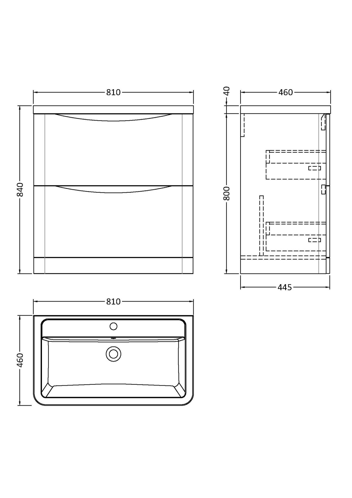 800mm Floor Standing 2 Drawer Vanity & Ceramic Basin - Image 3