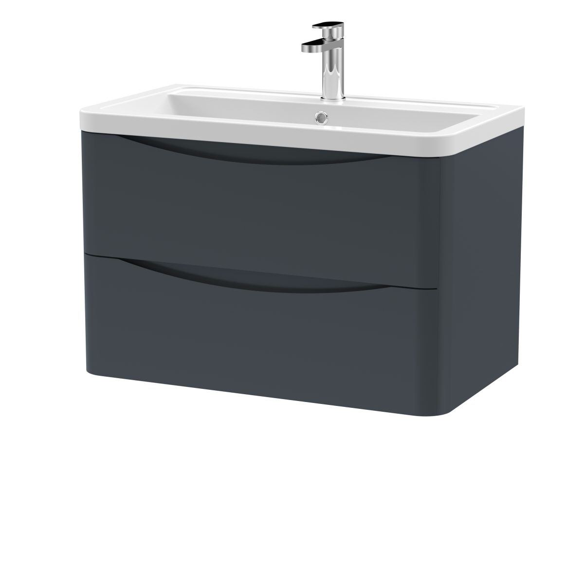 800mm Wall Hung 2 Drawer Vanity & Ceramic Basin - Image 1