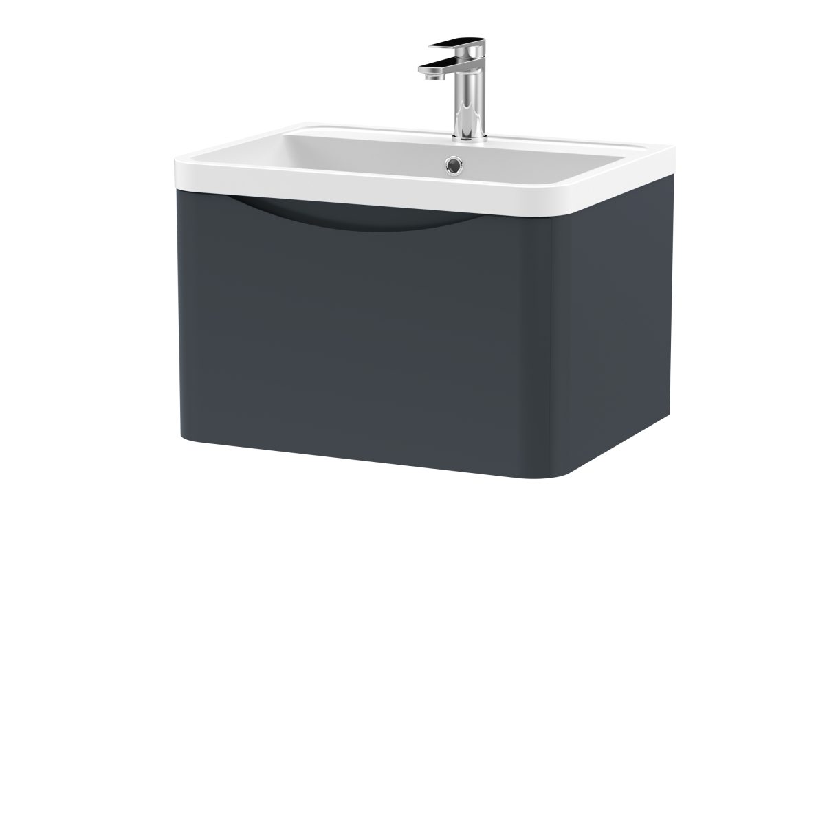 600mm Wall Hung 1 Drawer Vanity & Polymarble Basin - Image 1