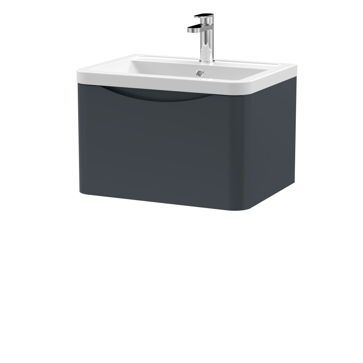 600mm Wall Hung 1 Drawer Vanity & Ceramic Basin - Image 1