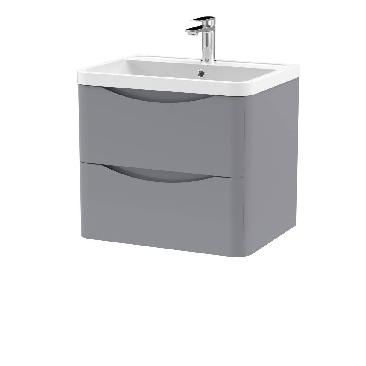 600mm Wall Hung 2 Drawer Vanity & Polymarble Basin - Image 1