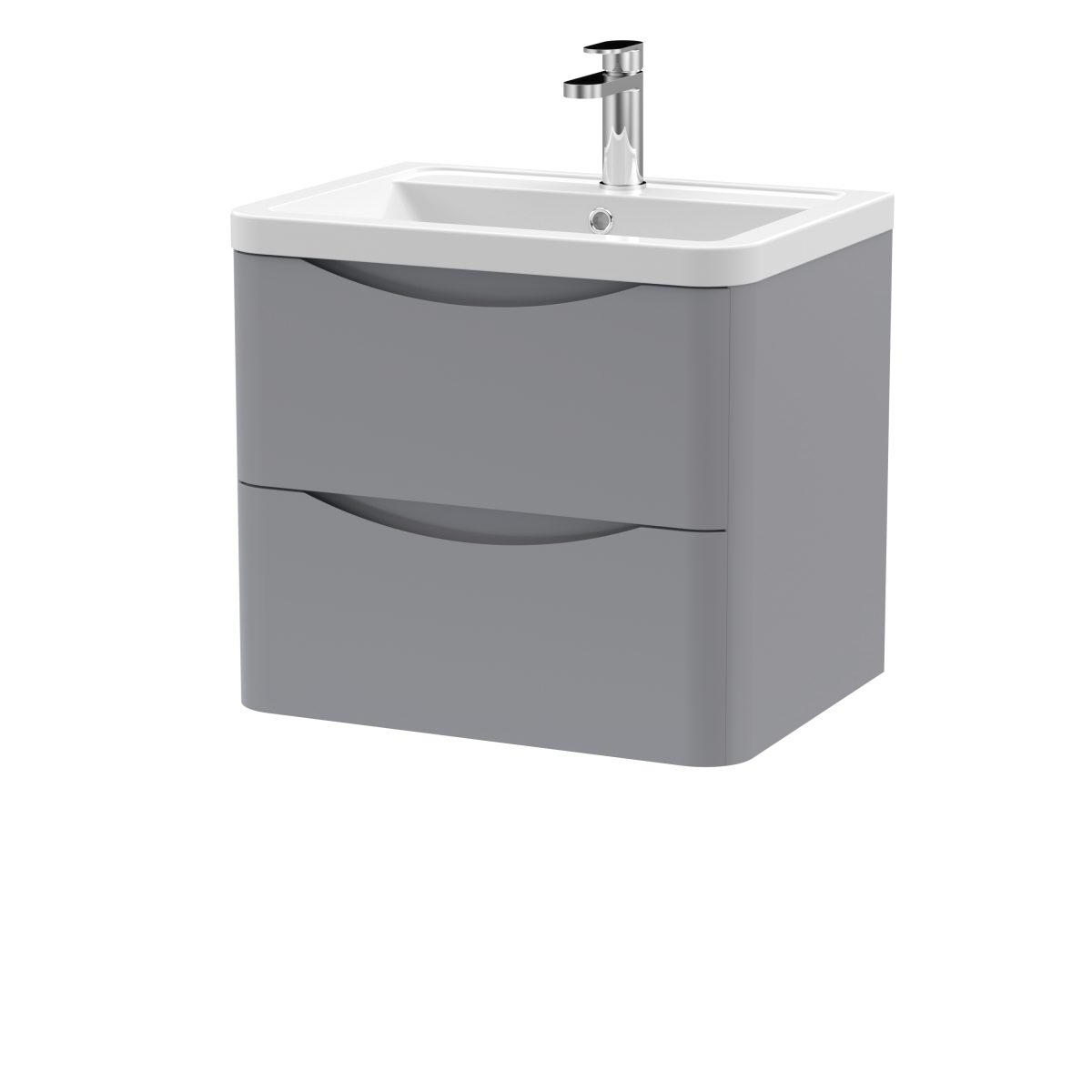 600mm Wall Hung 2 Drawer Vanity & Ceramic Basin - Image 1