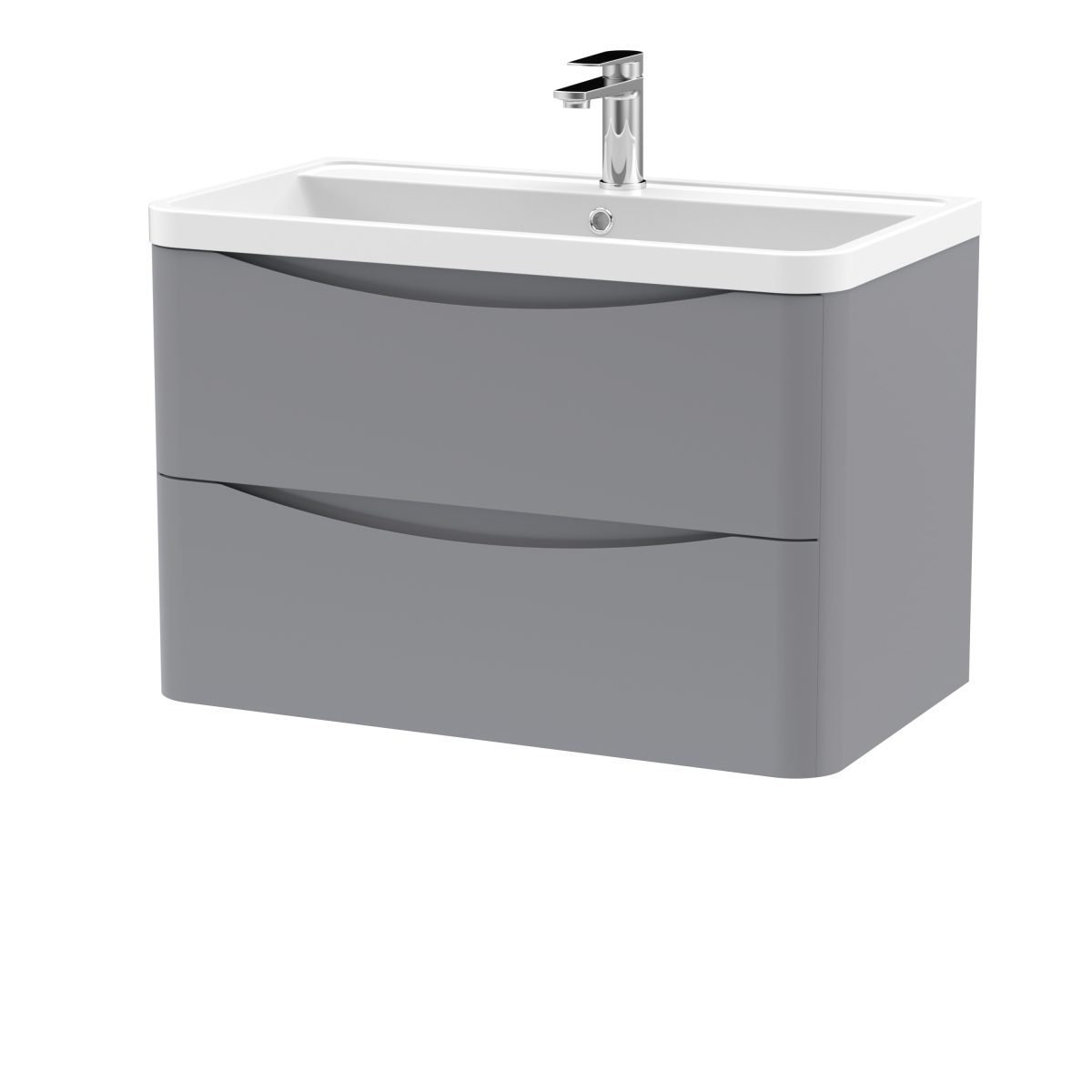 800mm Wall Hung 2 Drawer Vanity & Polymarble Basin - Image 1