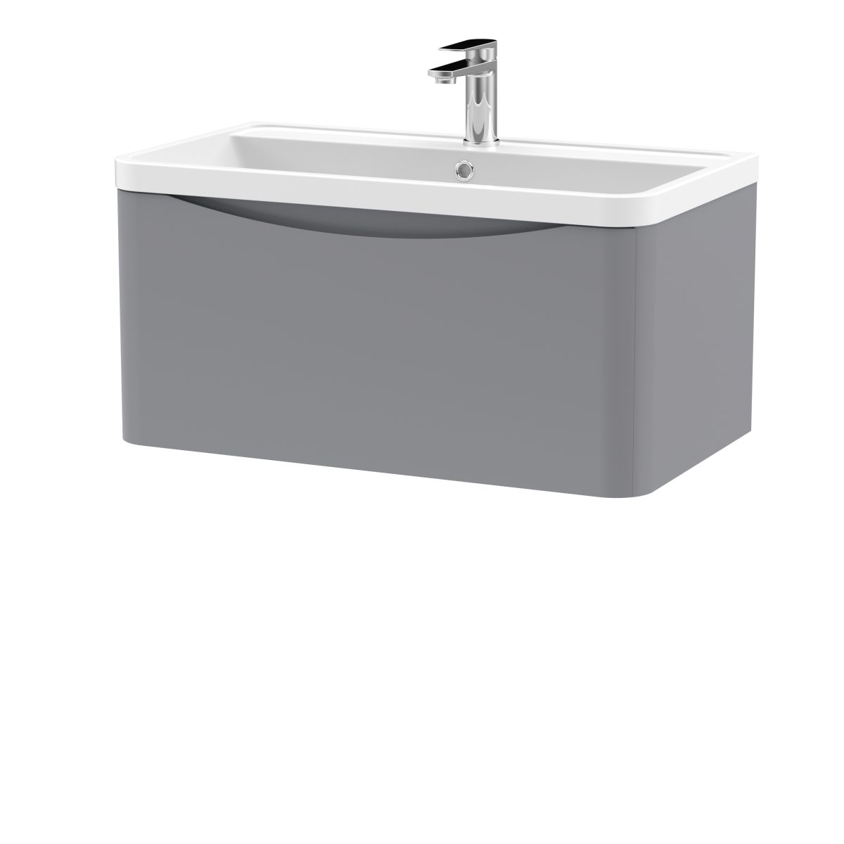 800mm Wall Hung 1 Drawer Vanity & Polymarble Basin - Image 1