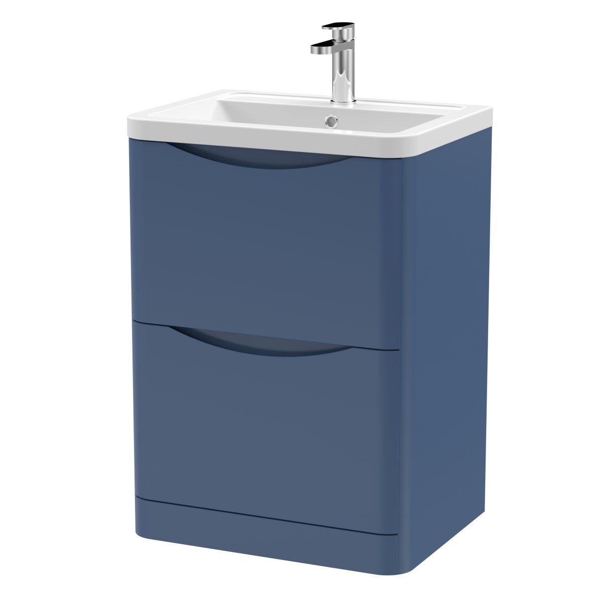 600mm Floor Standing 2 Drawer Vanity & Ceramic Basin - Image 1