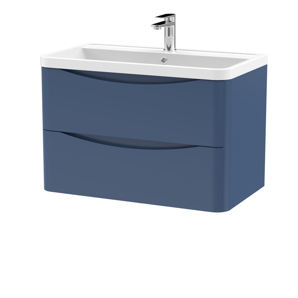800mm Wall Hung 2 Drawer Vanity & Polymarble Basin - Image 1