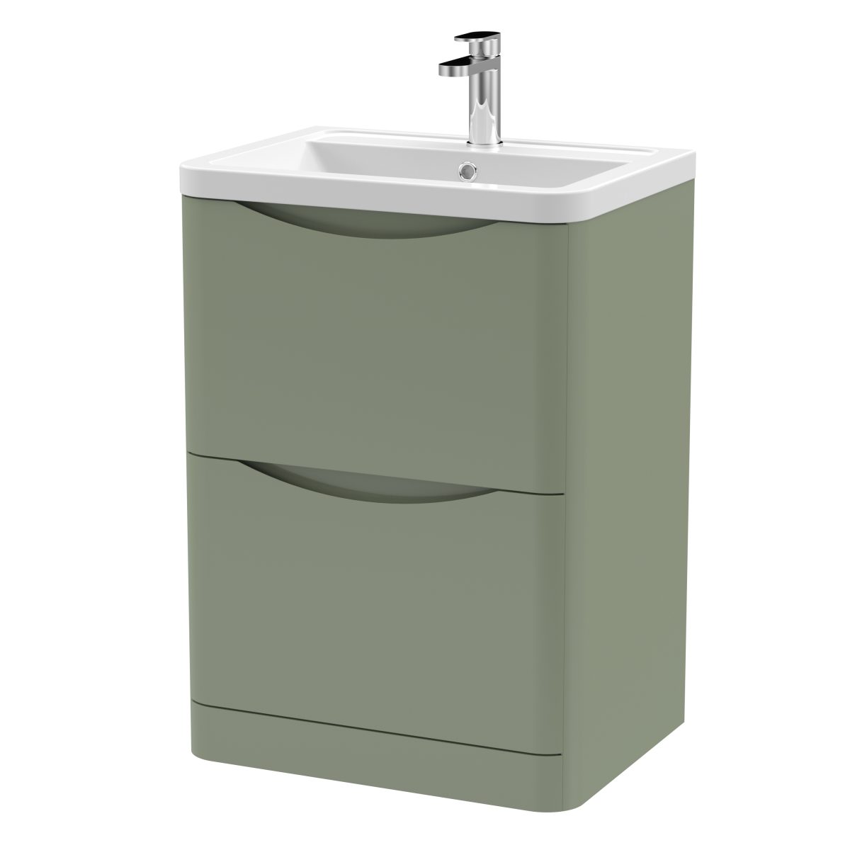 600mm Floor Standing 2 Drawer Vanity & Ceramic Basin - Image 1