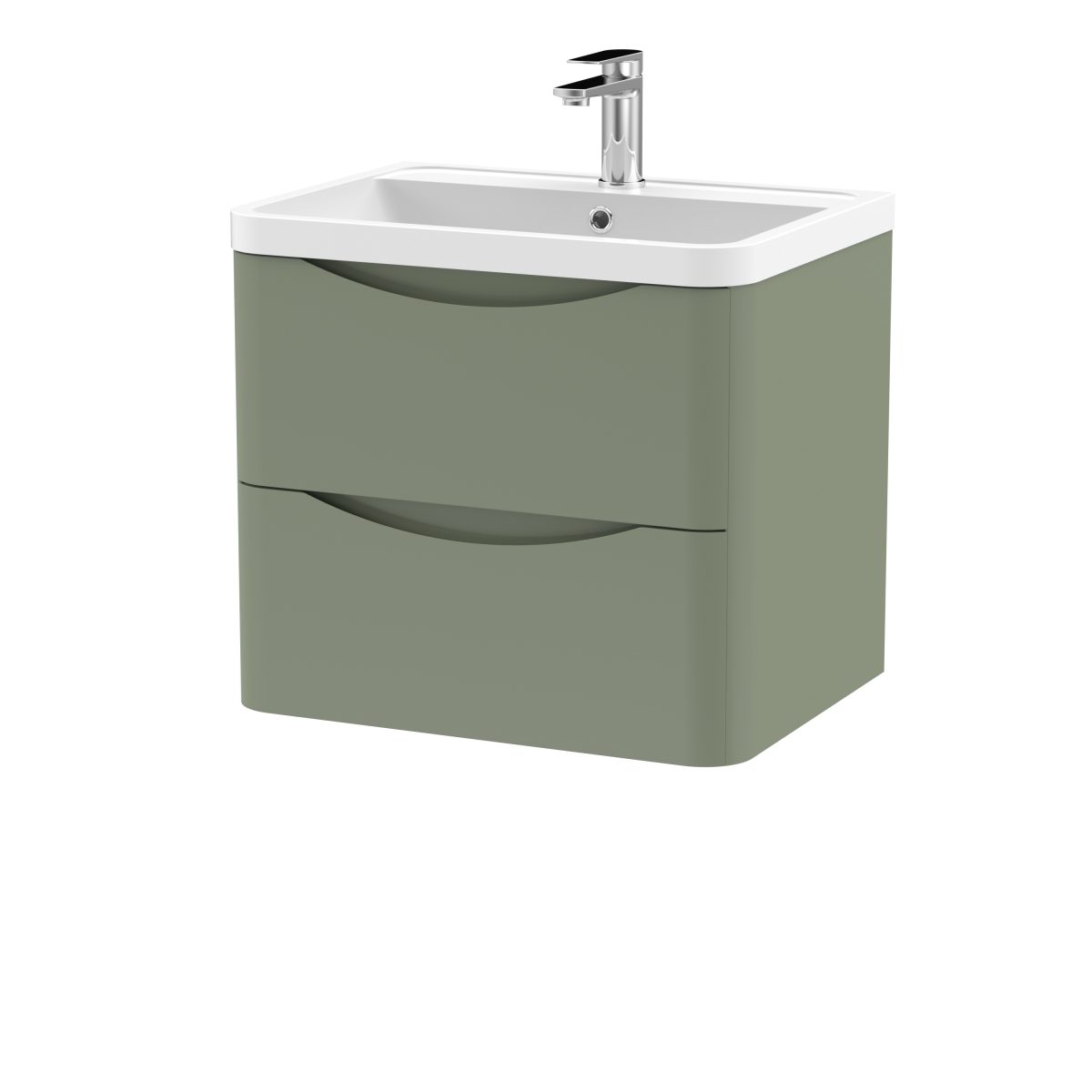 600mm Wall Hung 2 Drawer Vanity & Polymarble Basin - Image 1