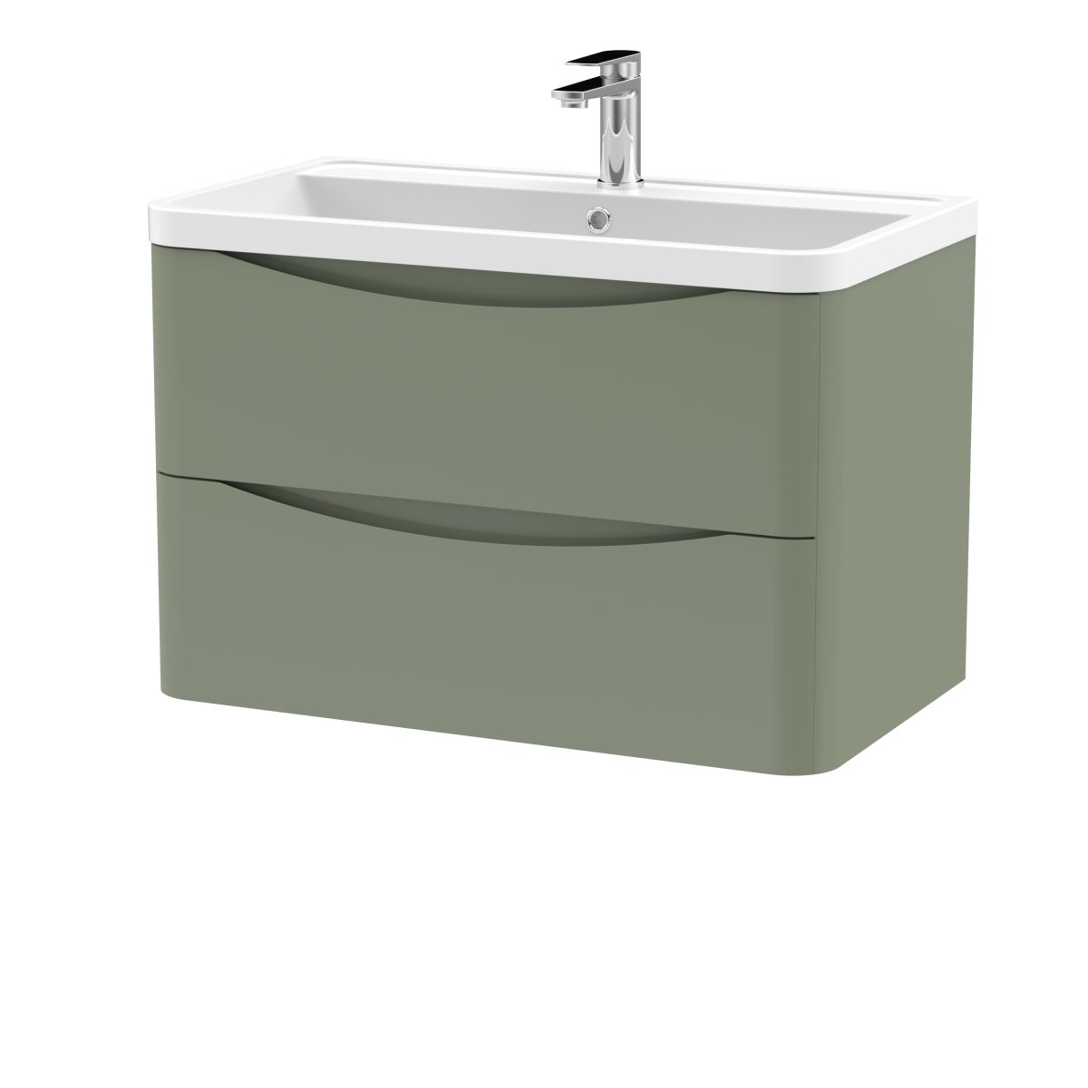 800mm Wall Hung 2 Drawer Vanity & Polymarble Basin - Image 1