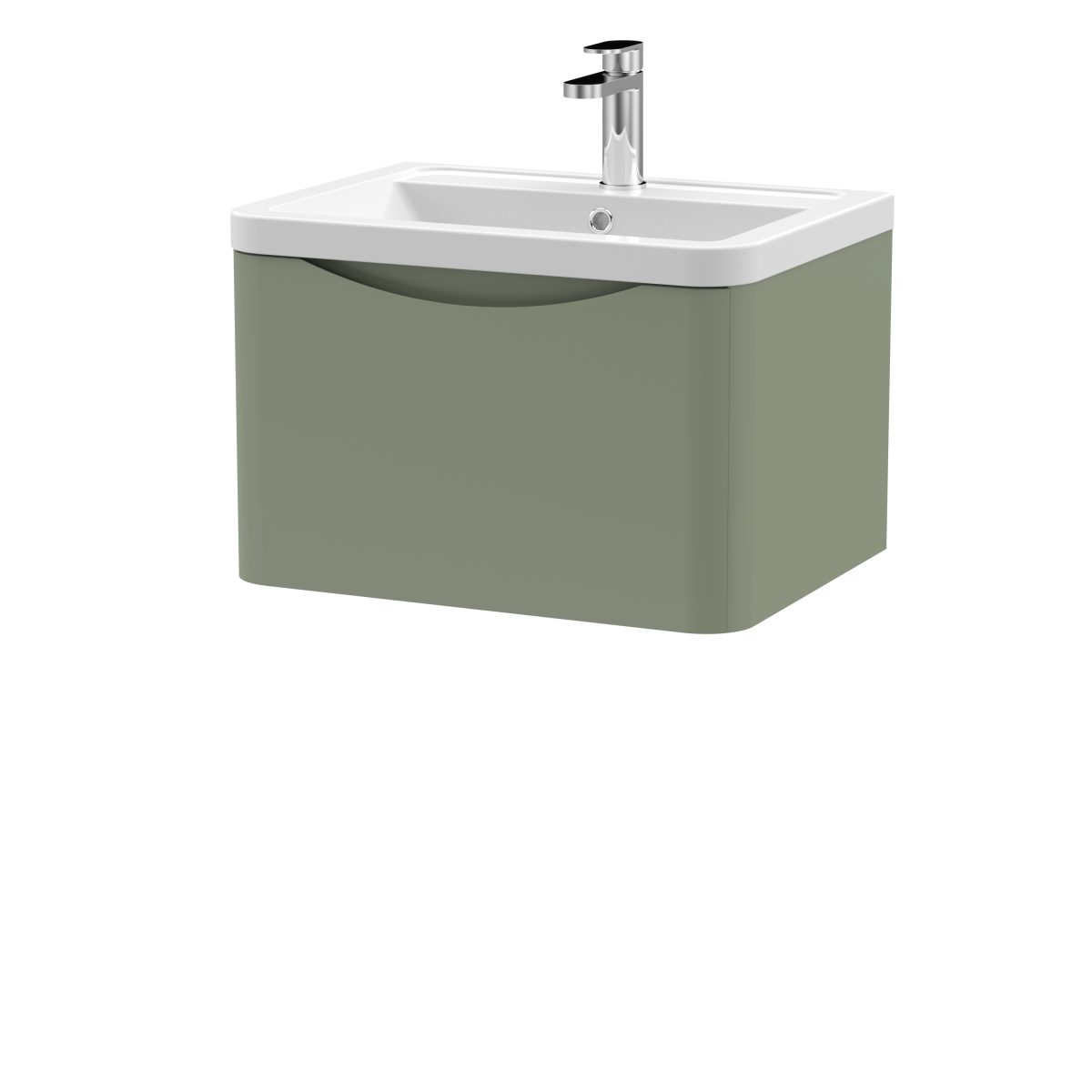 600mm Wall Hung 1 Drawer Vanity & Ceramic Basin - Image 1