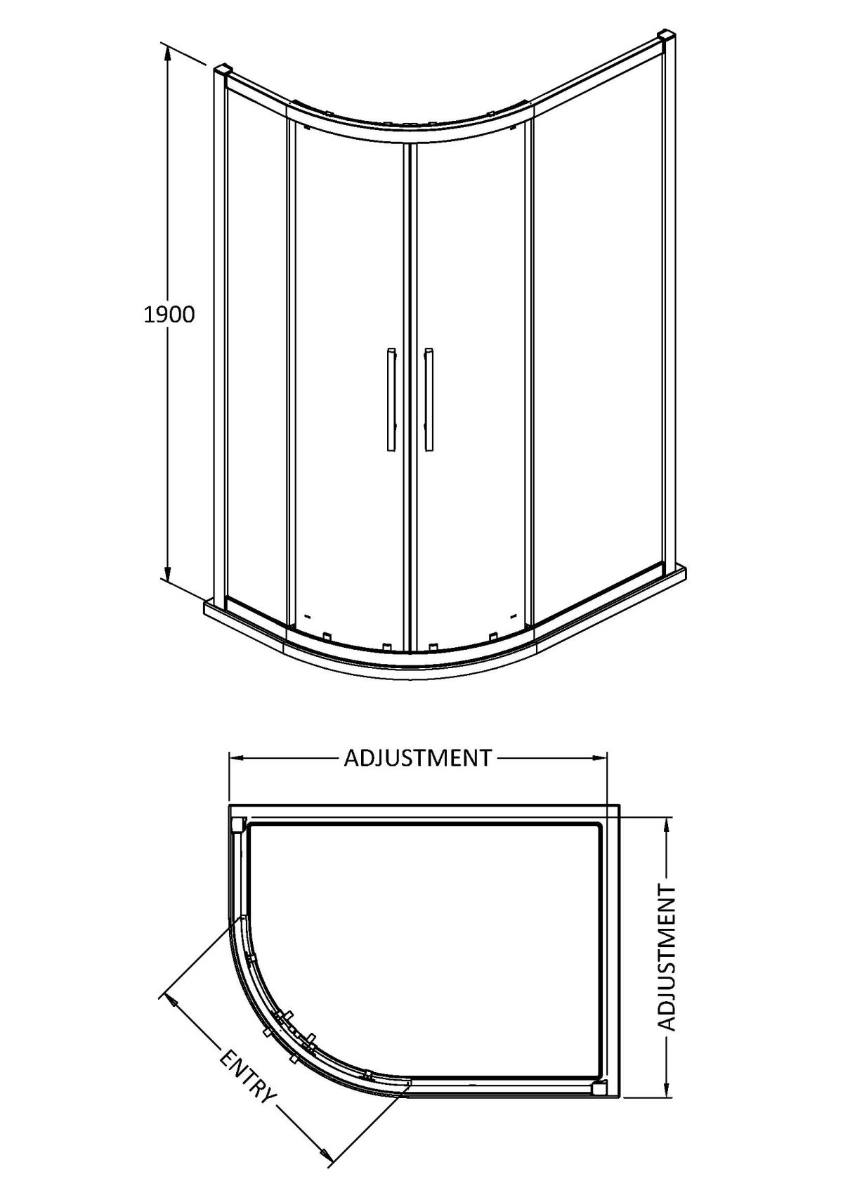 Apex 900 x 800mm Offset Quadrant - Image 2