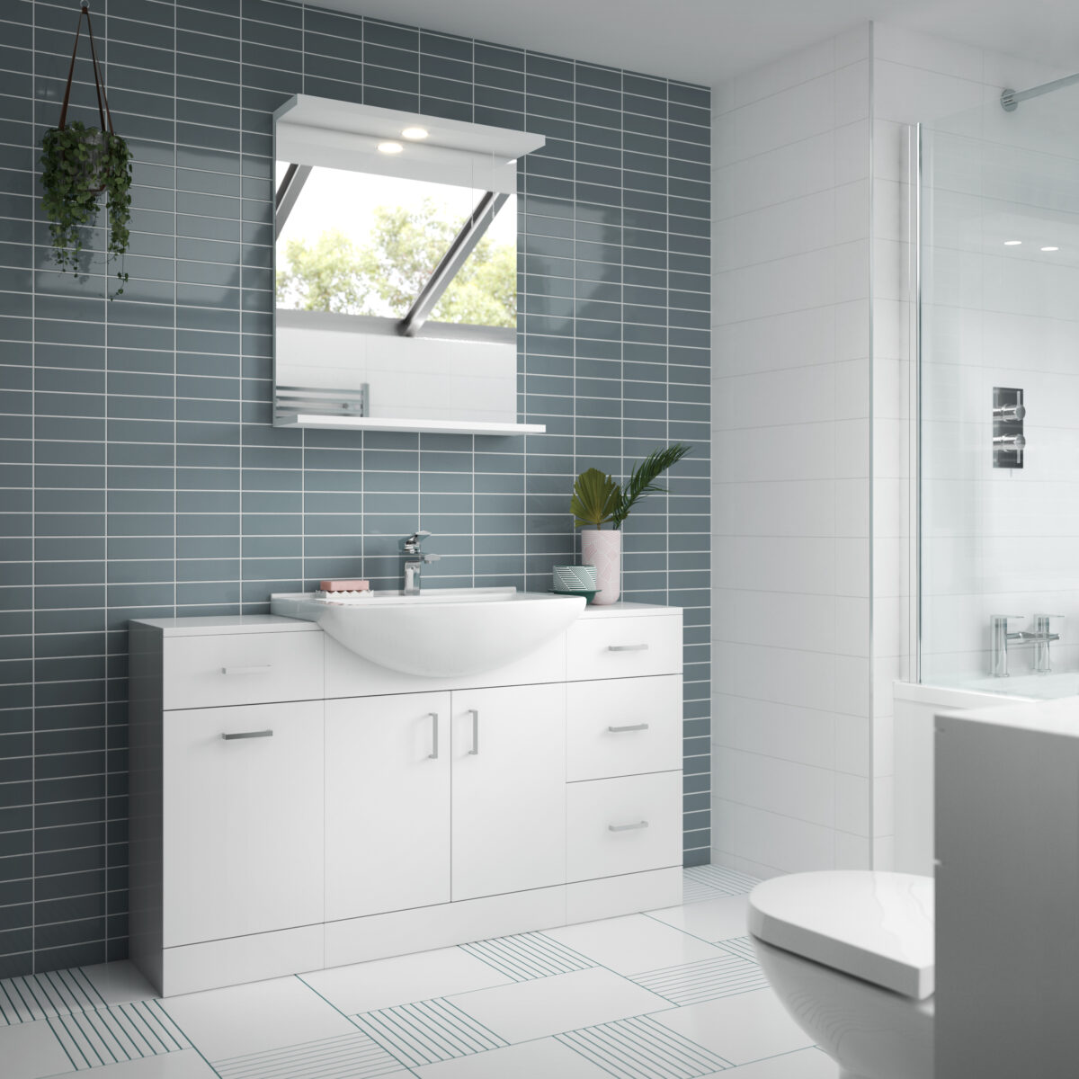 1200mm Floor Standing Cabinet & Round Basin - Image 2