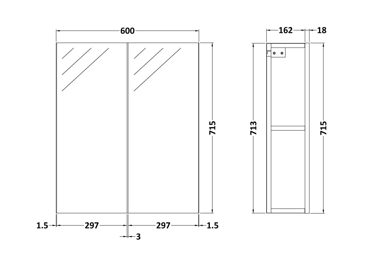 600mm Mirror Unit (50/50) - Image 2