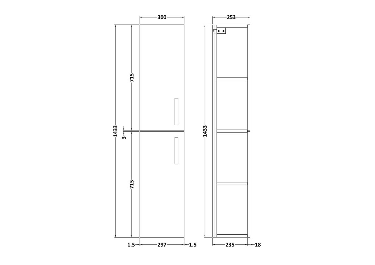 300mm Tall Unit (2 Door) - Image 2