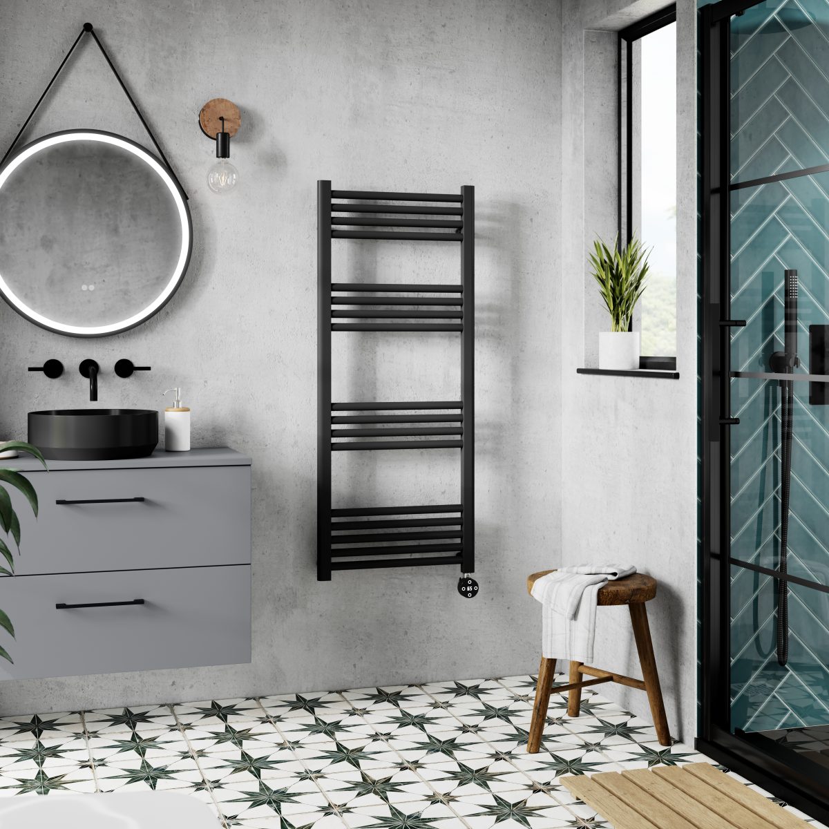 Round Straight Towel Radiator 1200x500 - Image 2
