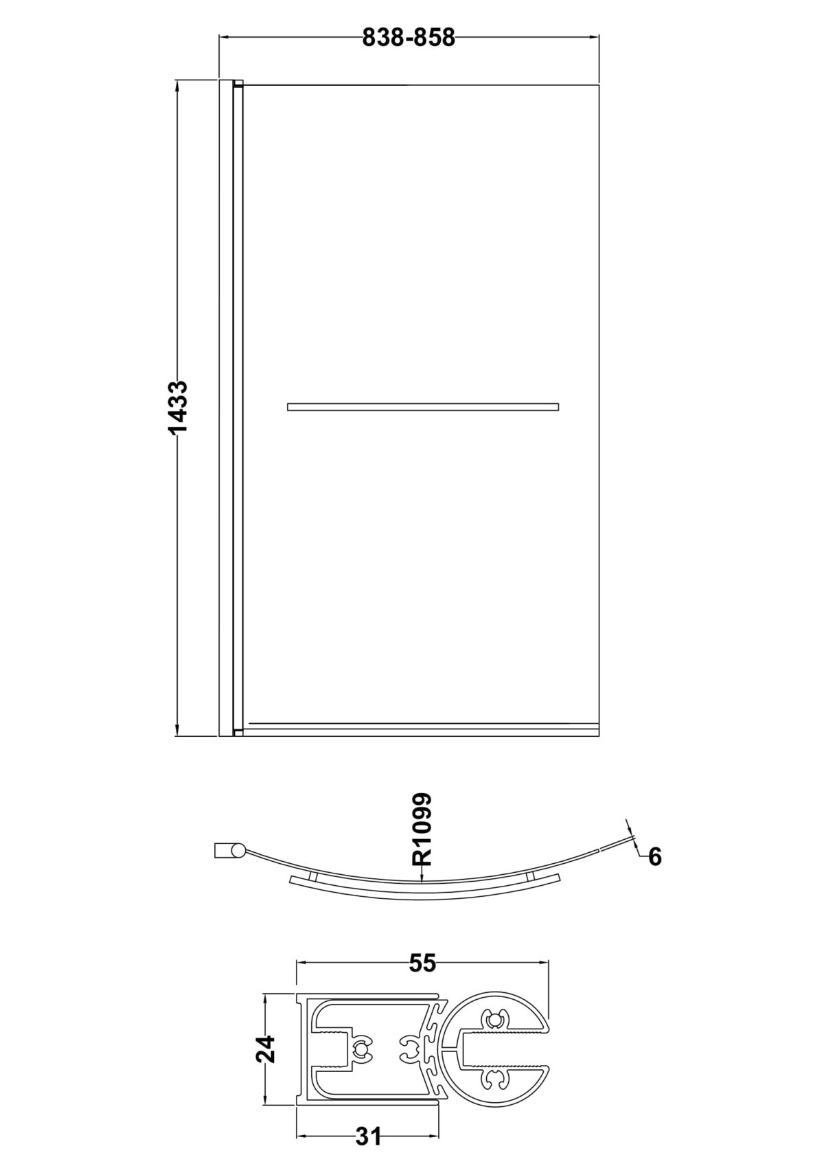 Curved B-Bath Screen with Rail - Image 3
