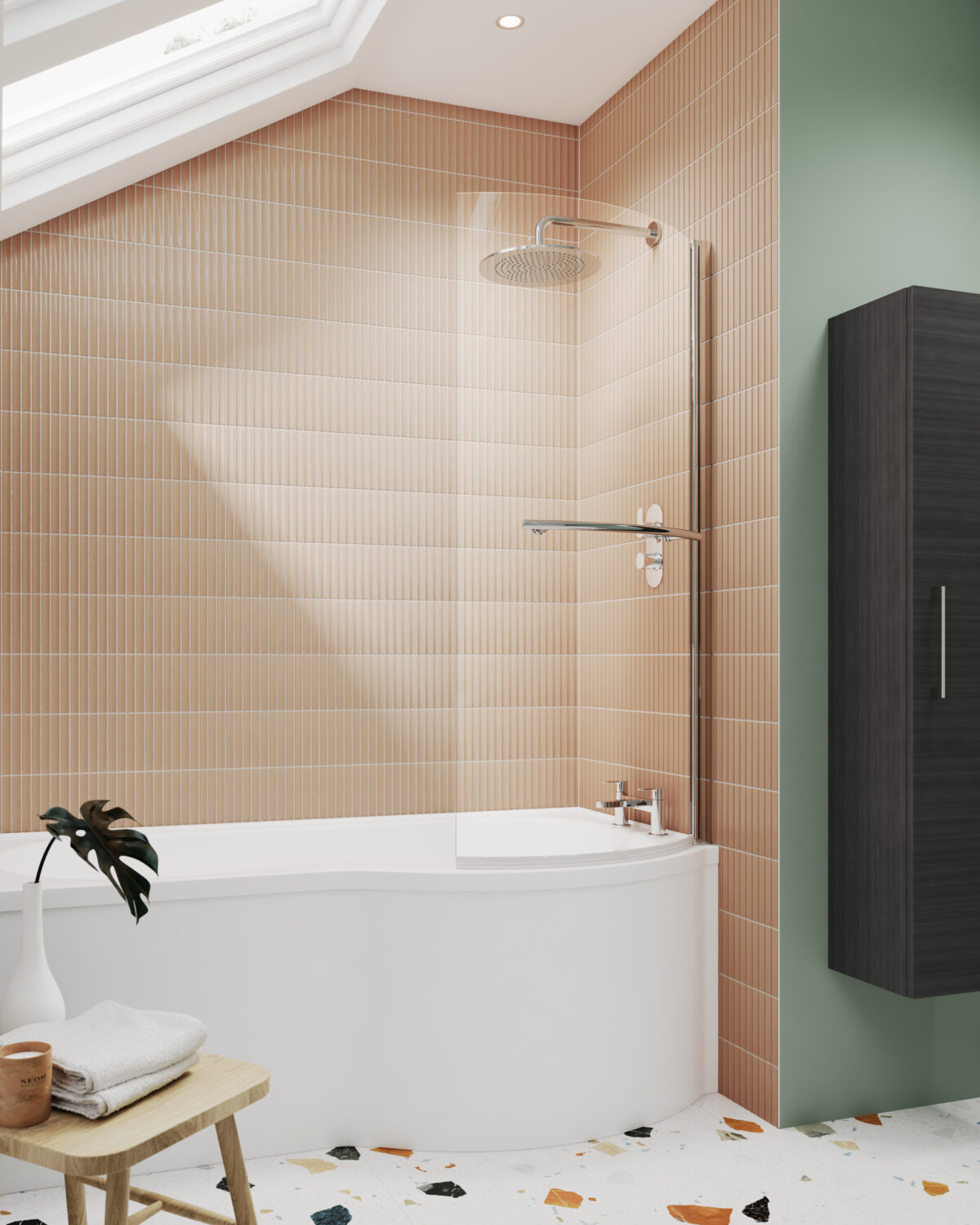 Curved P-Bath Screen with Rail - Image 2