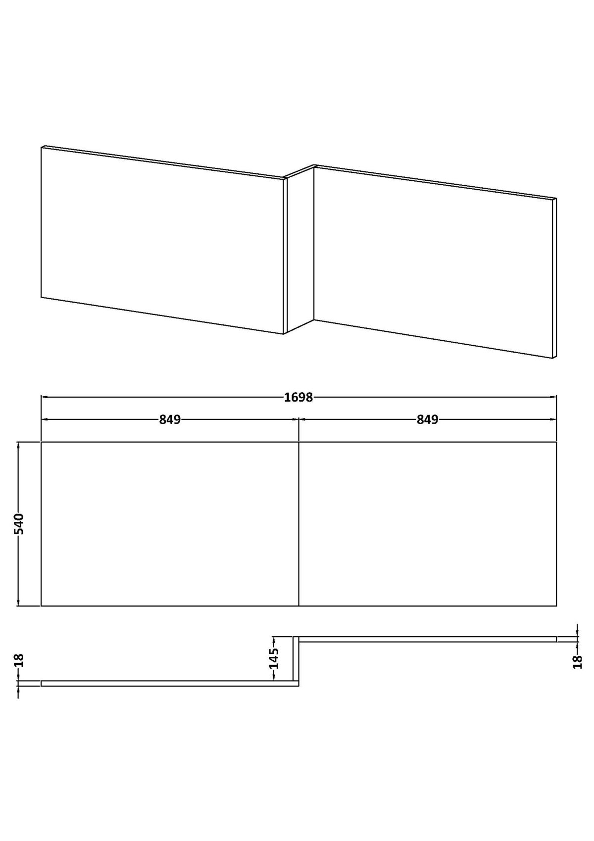 1700mm Offset Side Panel Waterproof - Image 2