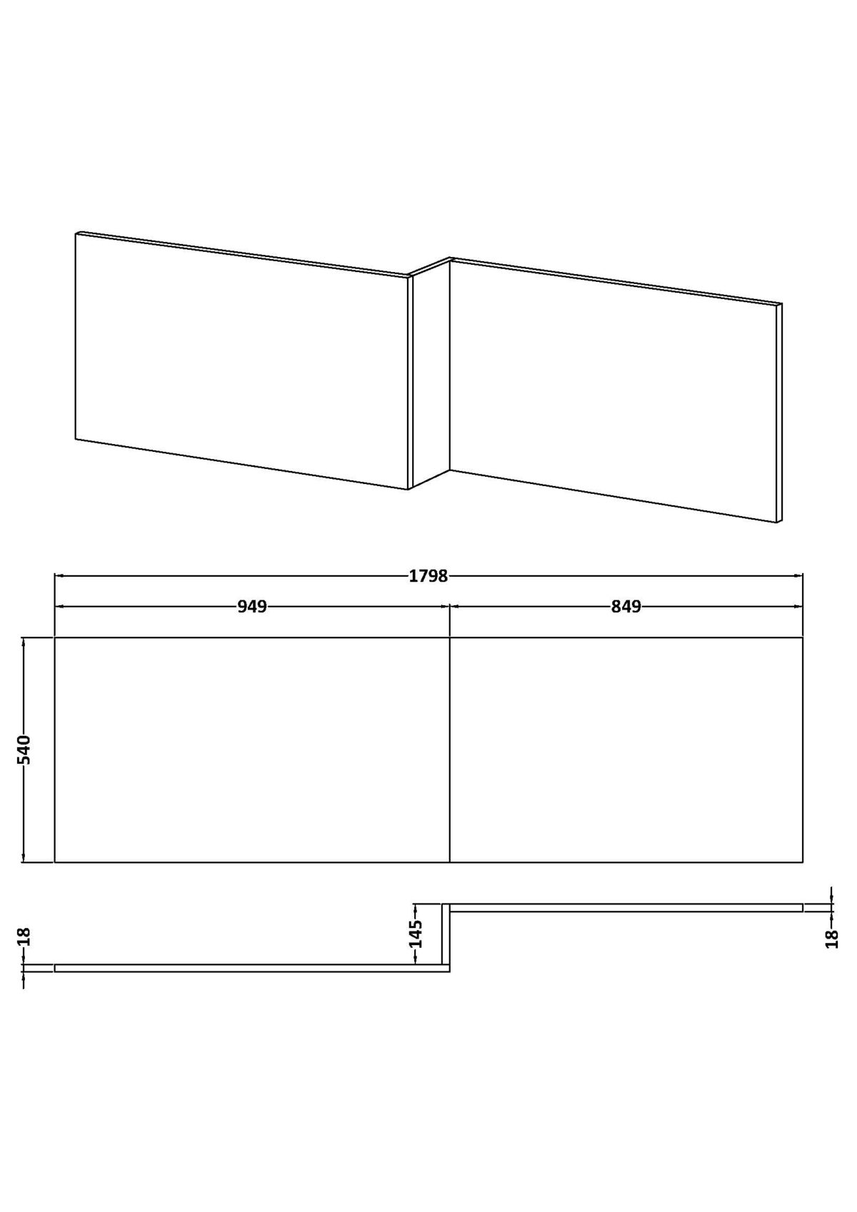 1800mm Offset Side Panel Waterproof - Image 2