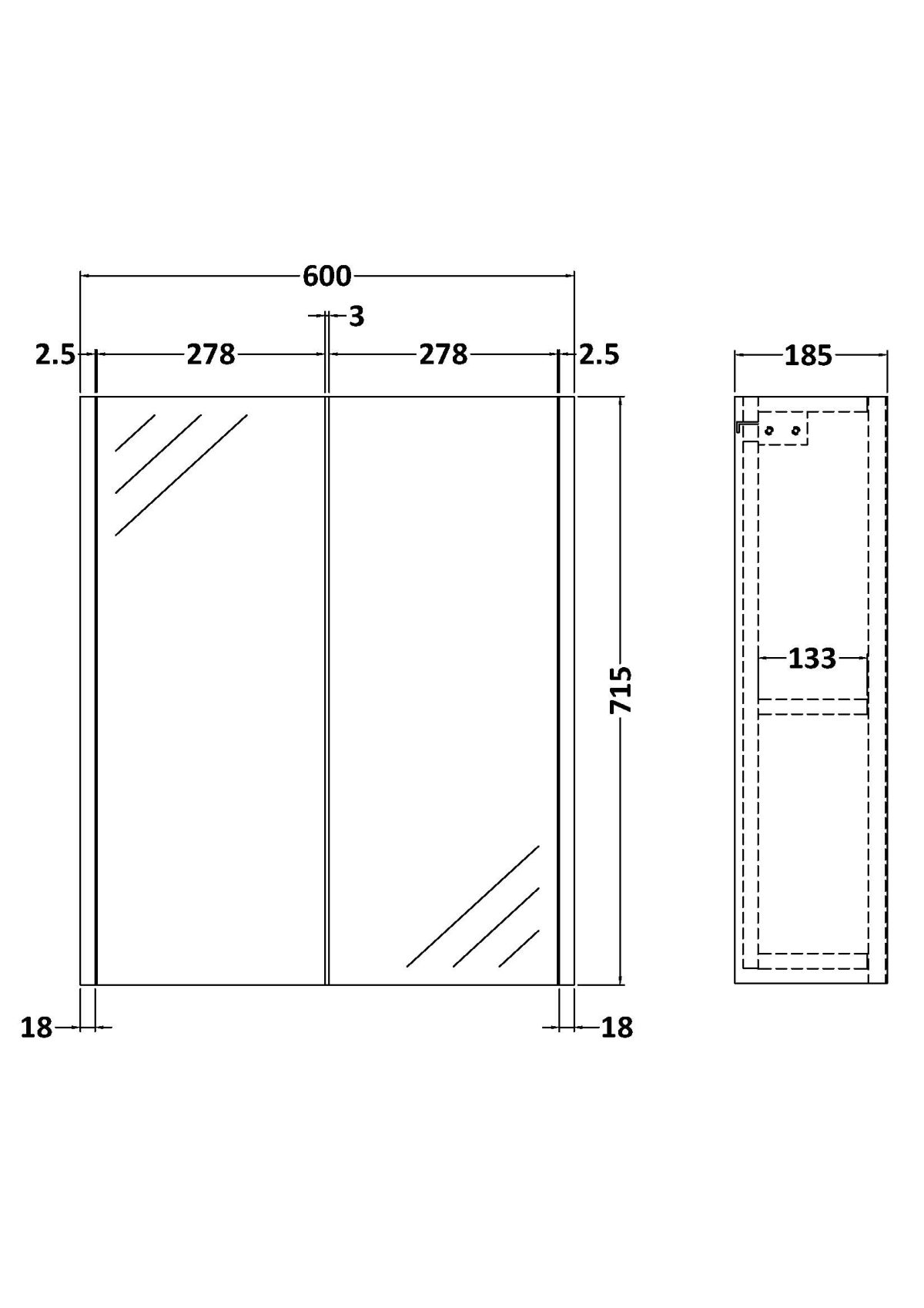 600mm Mirror Unit (50/50) - Image 2