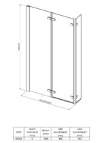 L-Shaped Bath Screen Double Hinged - Image 3