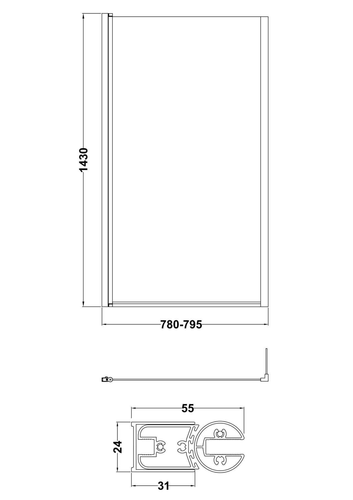 Square Bath Screen With Fixed Return - Image 3
