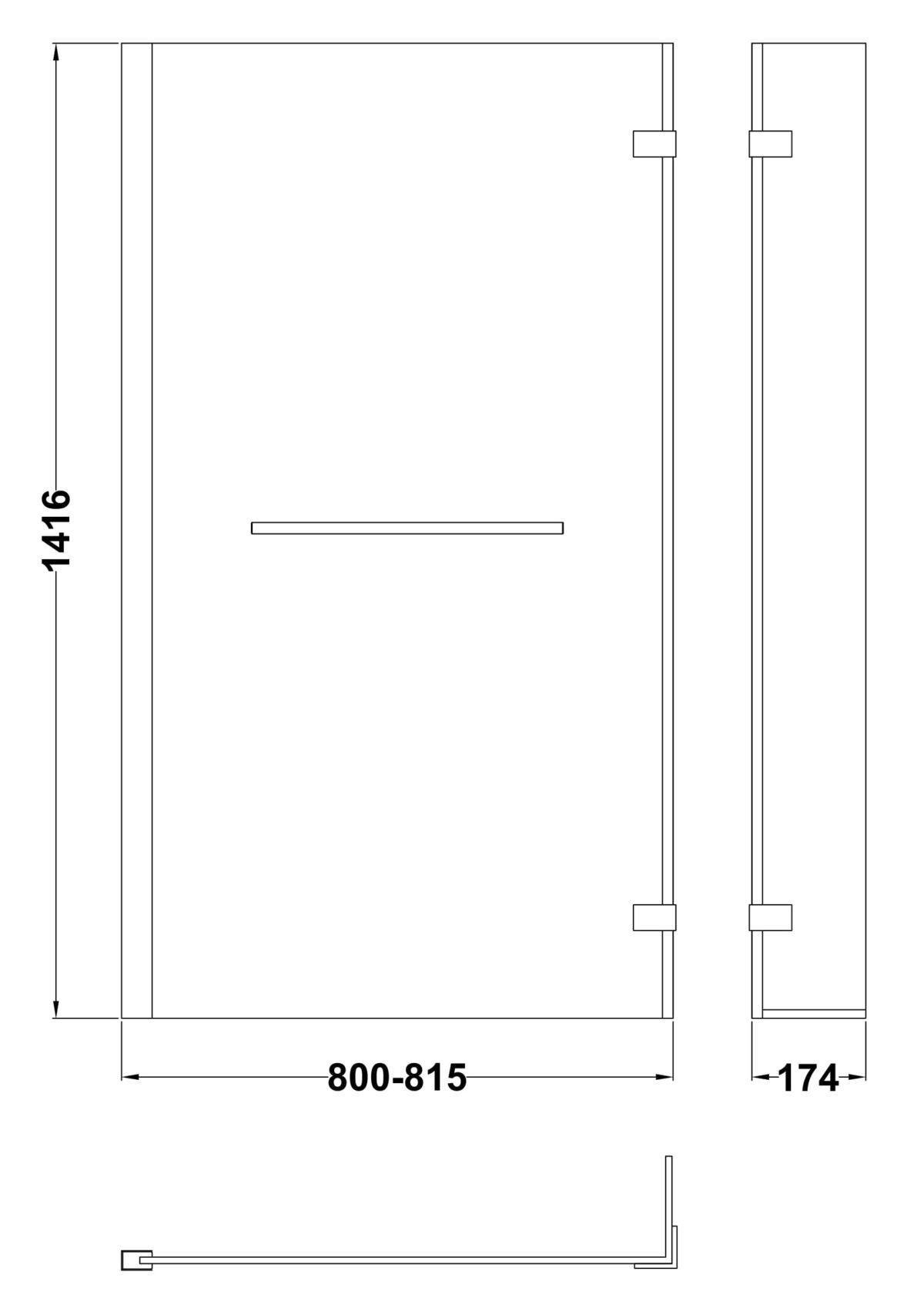 L-Shaped Bath Screen Hinged With Rail - Image 3