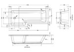 1800mm Left Hand Square Shower Bath - Image 2