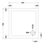 Slip Resistant Square Shower Tray 760 x 760mm - Image 2