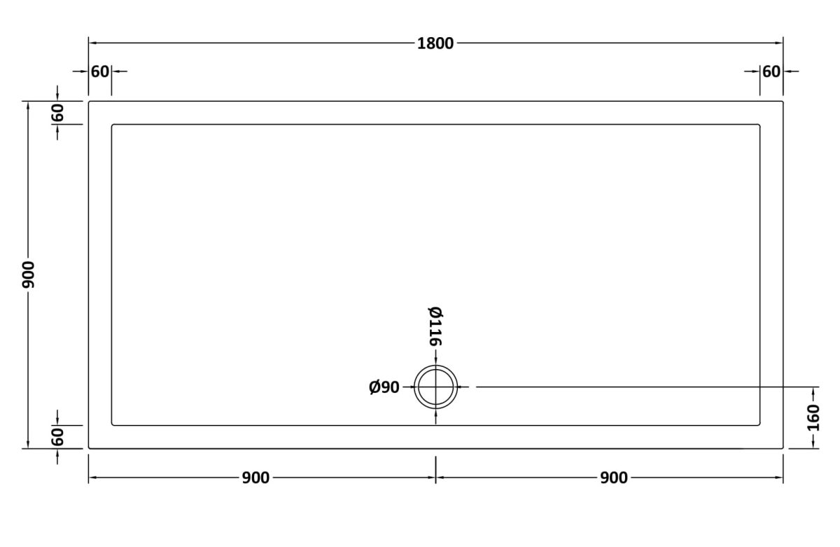 Slip Resistant Rectangular Shower Tray 1800 x 900mm - Image 2