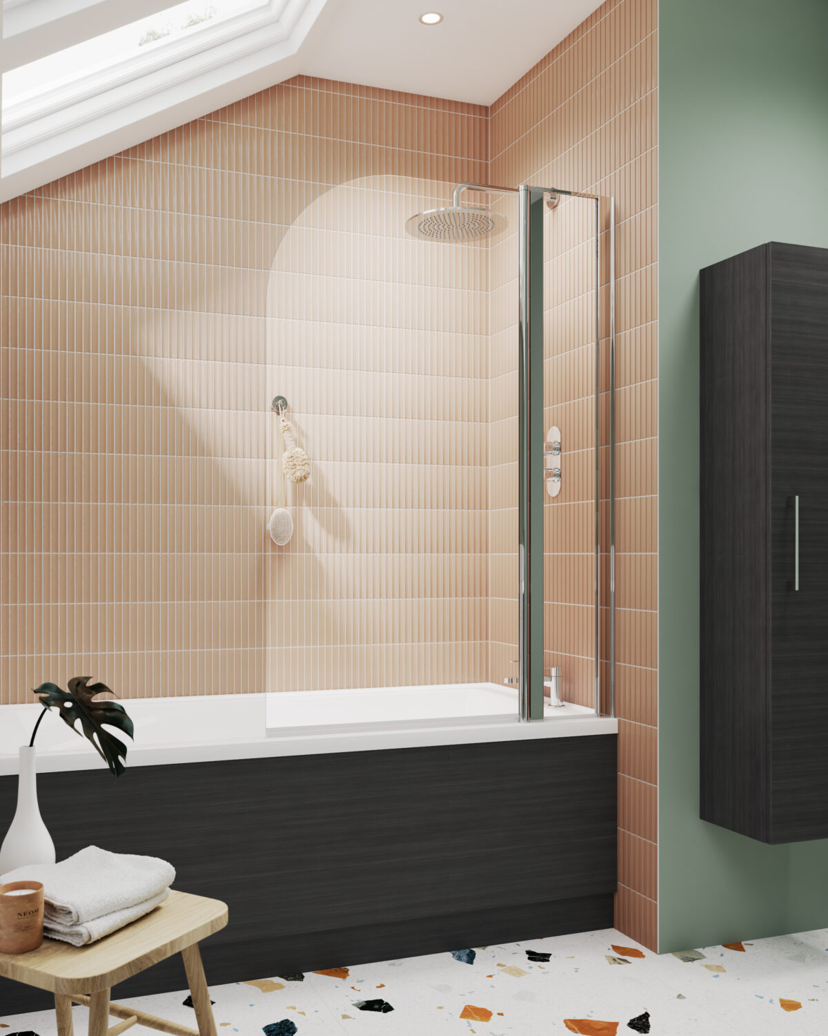Round Bath Screen With Fixed Panel - Image 2