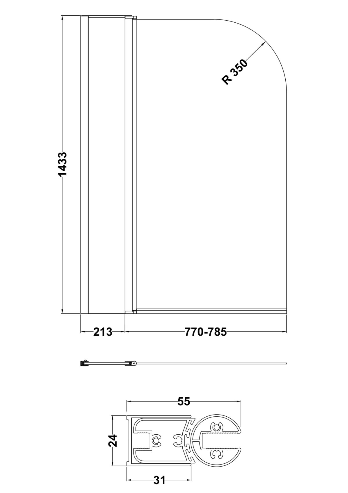 Round Bath Screen With Fixed Panel - Image 3