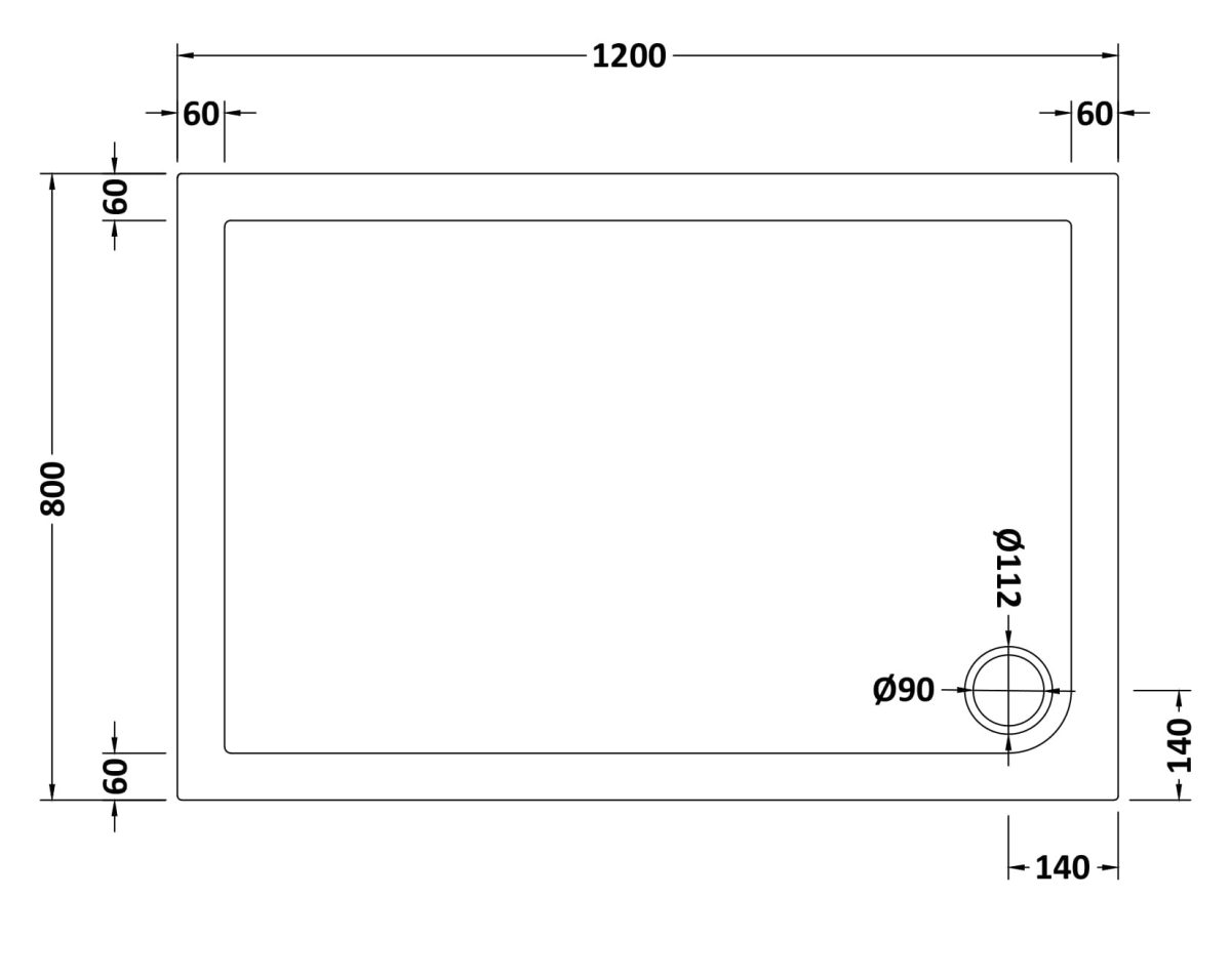 Rectangular Shower Tray 1200 x 800mm - Image 2
