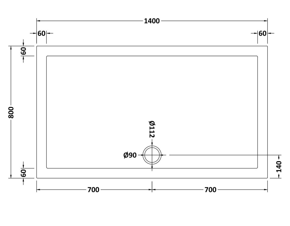 Rectangular Shower Tray 1400 x 800mm - Image 2