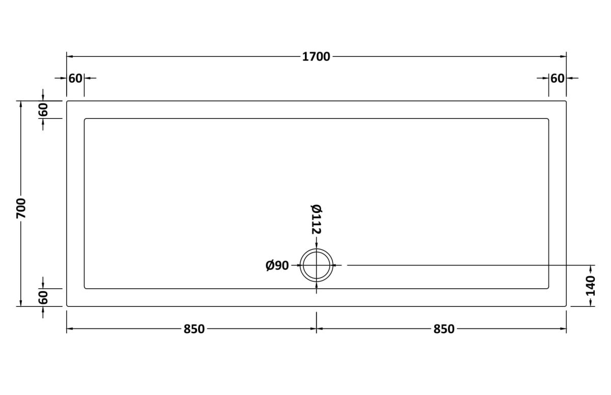 Rectangular Shower Tray 1700 x 700mm - Image 2