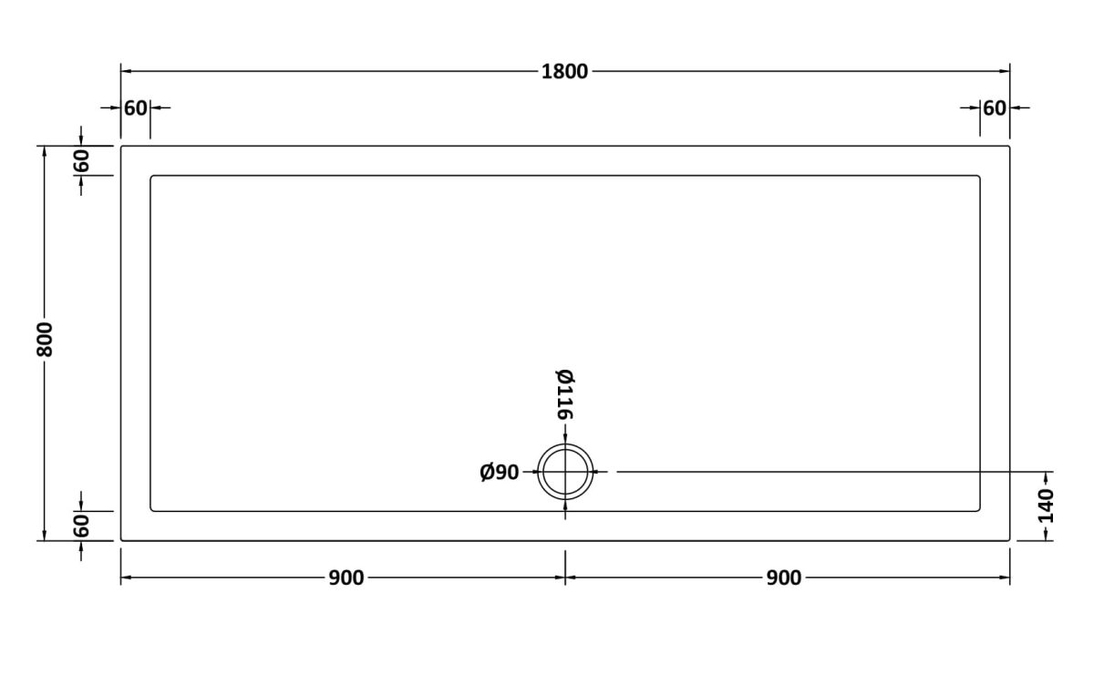 Rectangular Shower Tray 1800 x 800mm - Image 2