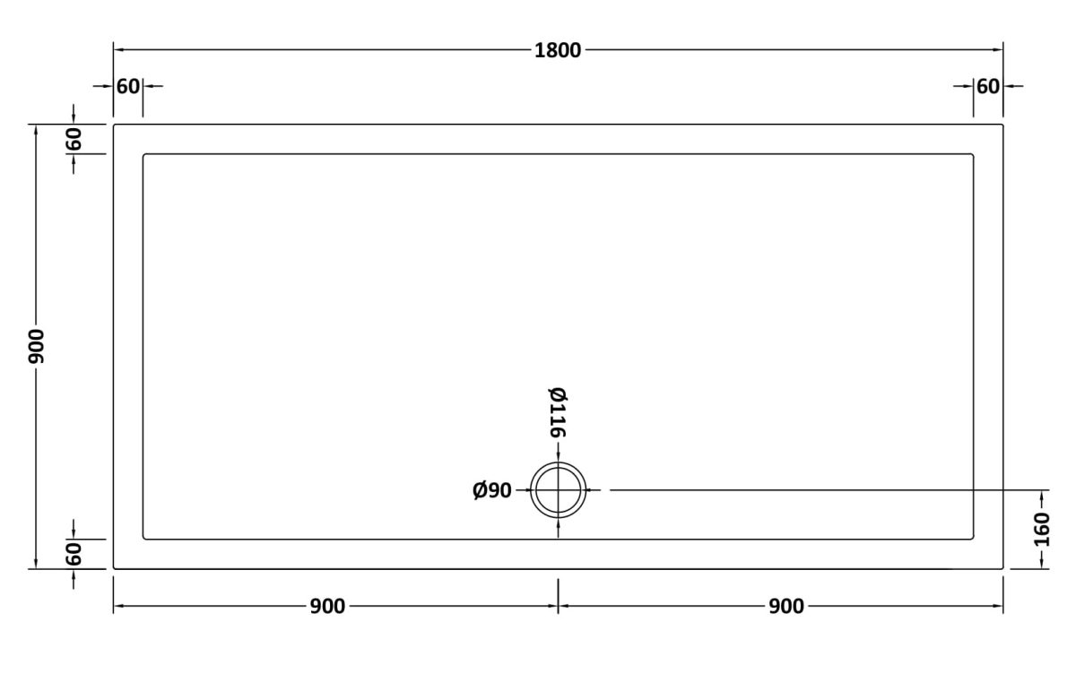 Rectangular Shower Tray 1800 x 900mm - Image 2