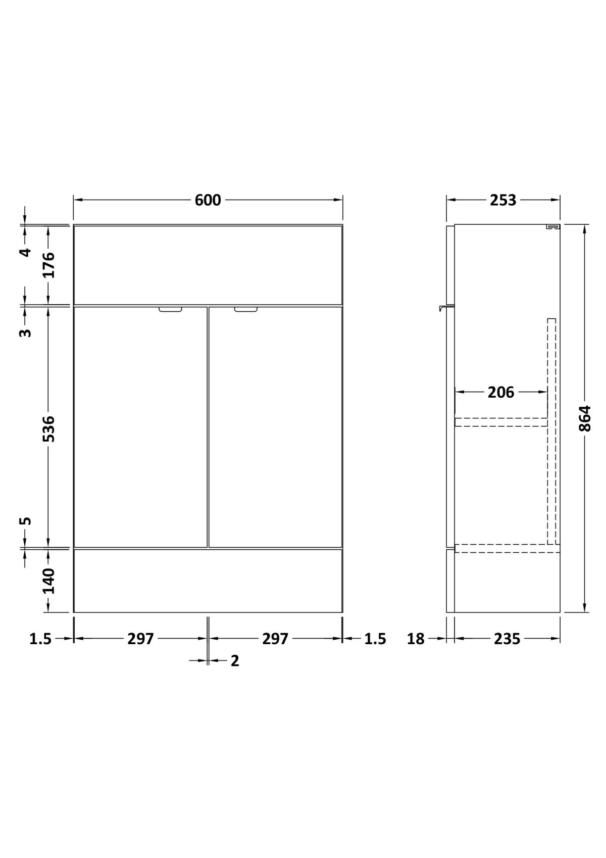 600mm Vanity Unit - Compact - Image 3