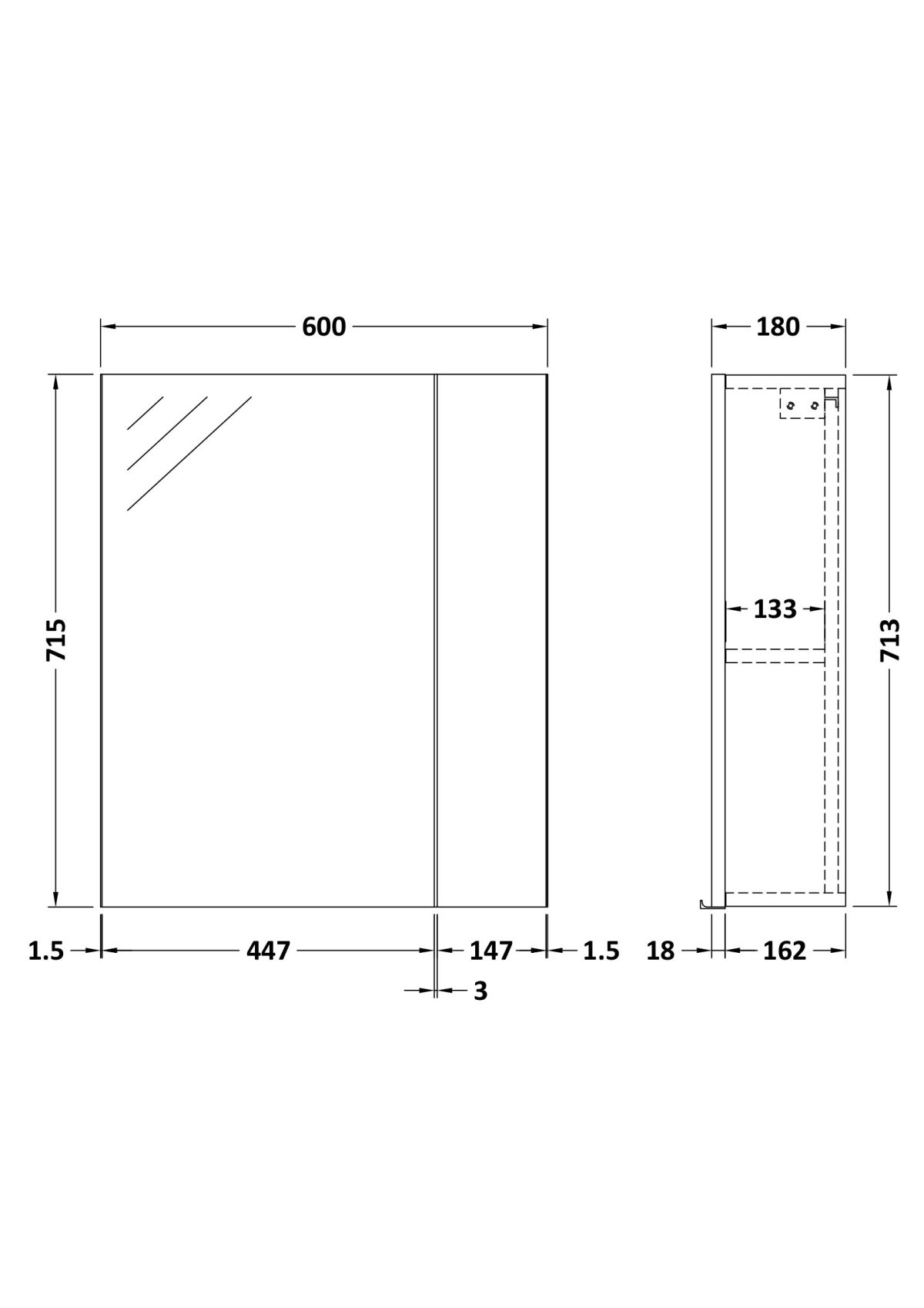 600mm Mirror Unit (75/25) - Image 3
