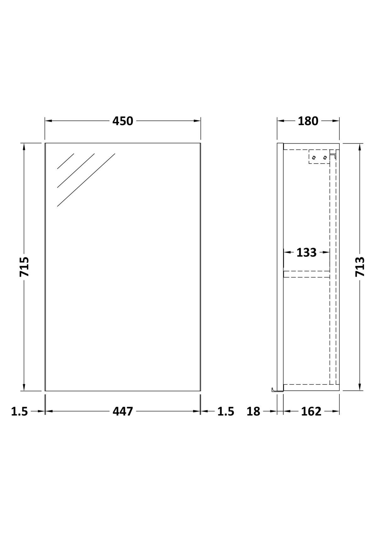 450mm Mirror Cabinet - Image 2