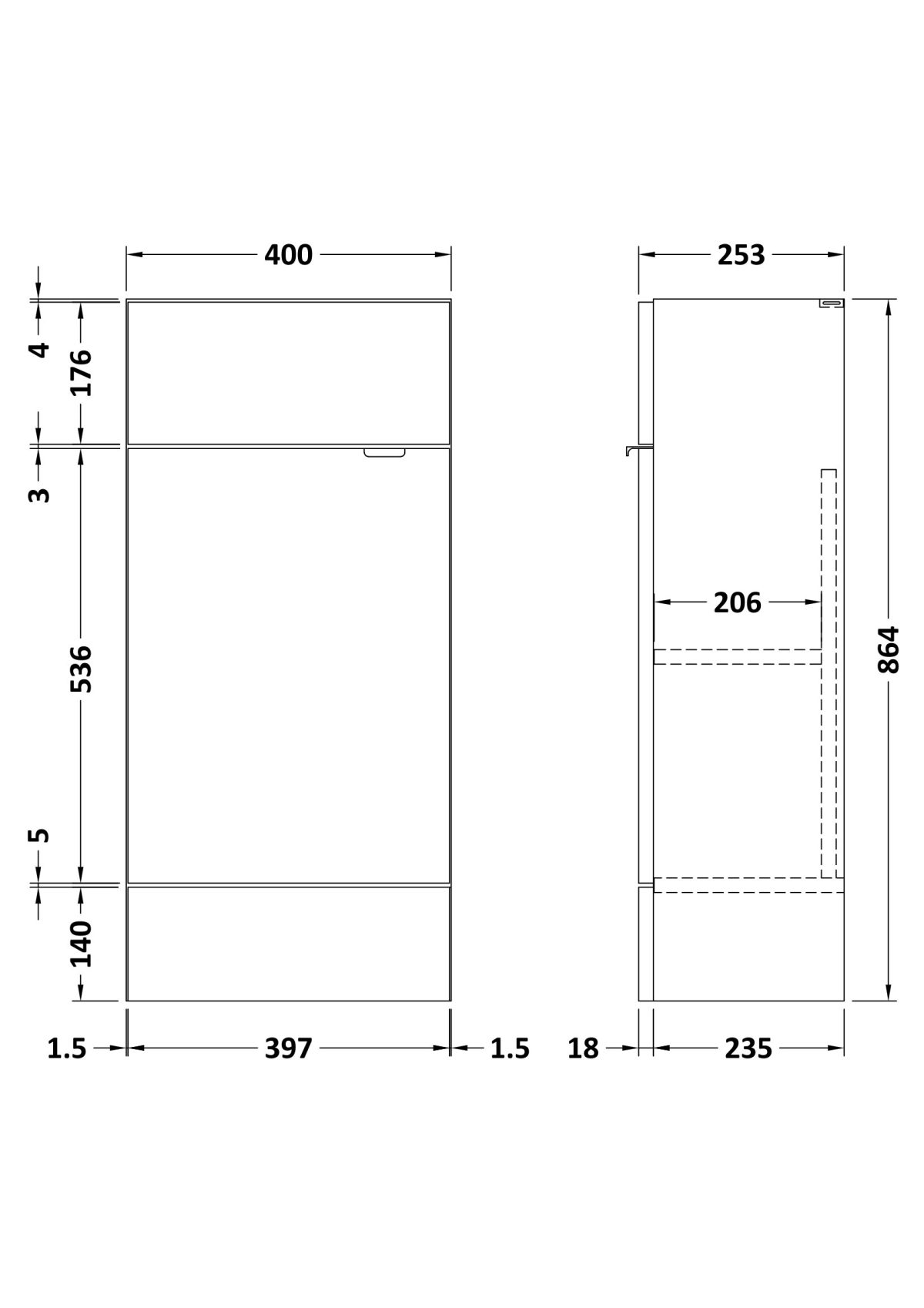 400mm Vanity Unit - Compact - Image 3