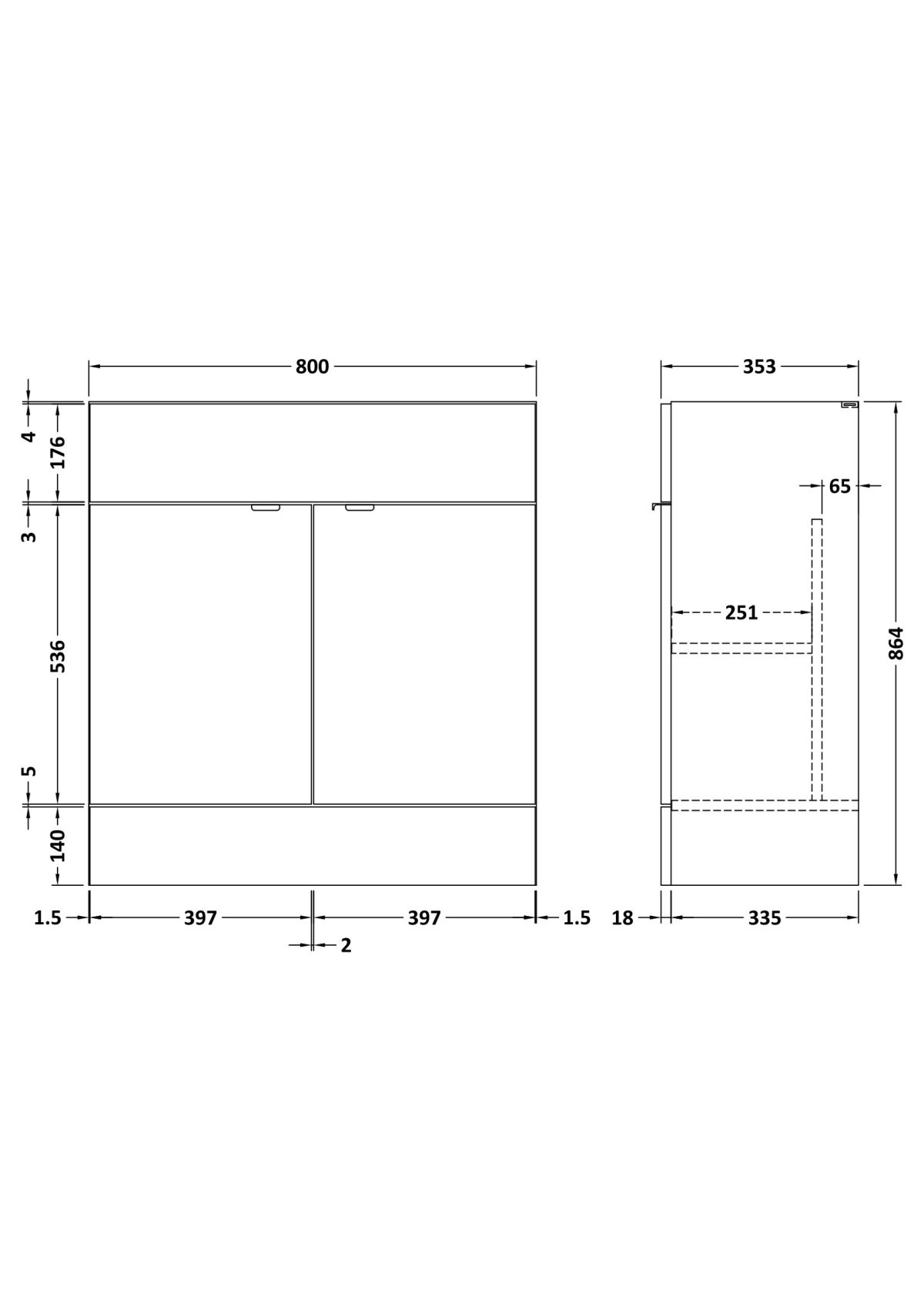 800mm Vanity Unit - Image 3