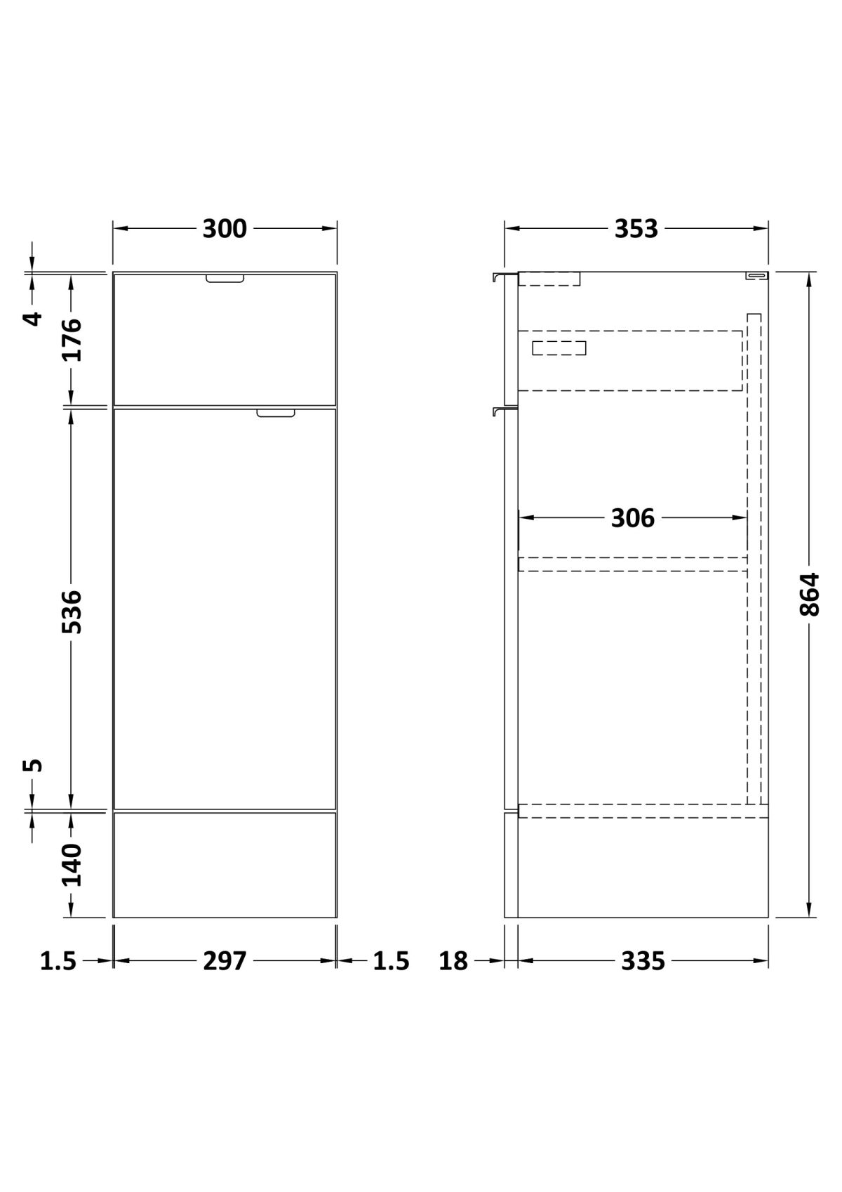 300mm Drawer Lined Unit - Image 2