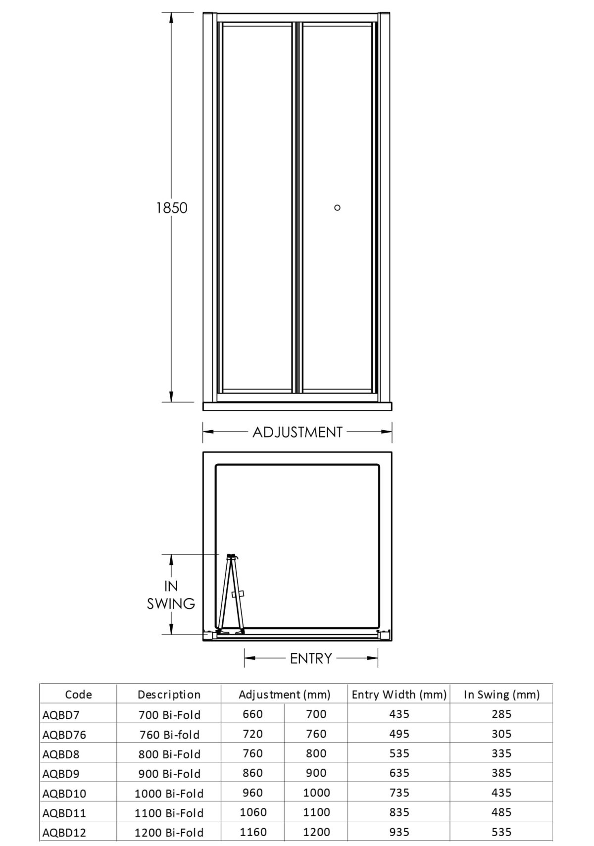 Pacific 760mm Bi-Fold Door - Image 2