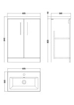 600mm Floor Standing 2 Door Vanity & Ceramic Basin - Image 3