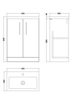 600mm Floor Standing 2 Door Vanity & Polymarble Basin - Image 3