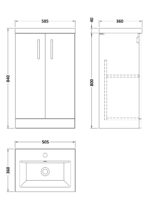 500mm Floor Standing 2-Door Vanity & Ceramic Basin - Image 3