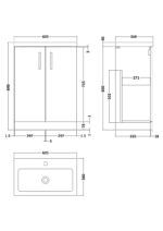 600mm Floor Standing 2-Door Vanity & Polymarble Basin - Image 3
