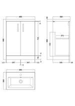 600mm Floor Standing 2-Door Vanity & Ceramic Basin - Image 3
