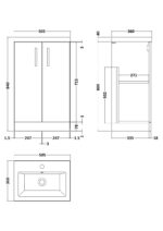 500mm Floor Standing 2-Door Vanity & Ceramic Basin - Image 3